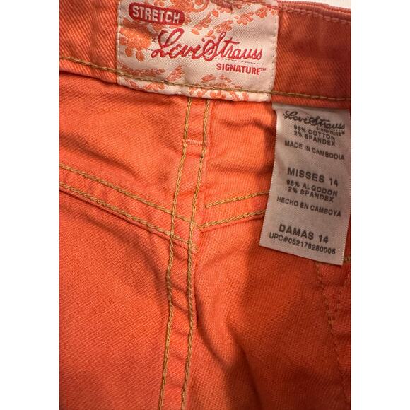 Levi Strauss Signature Stretch Denim Capri Orange Size 14 Misses - Picture 2 of 4